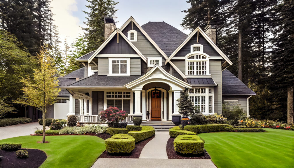 a house with a driveway and landscaping